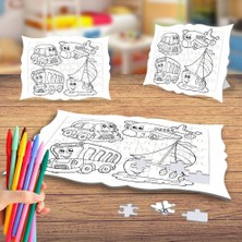Asilmeydan Uçak Gemi Araç Taşıtlar Boyama Puzzle Tablo Çocuk Eğitici Yapboz
