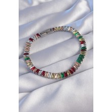 Zemira Home 316L Çelik Gümüş Renk Renkli Su Yolu Tasarımlı Bileklik