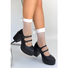 Shoegar Jarlo Siyah Cilt Dolgu Topuk Ayakkabı