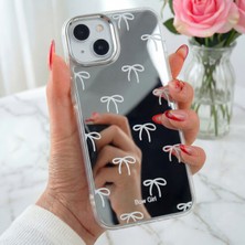 Fibaks Apple iPhone 13 - 14 Uyumlu Kılıf Aynalı Bow Girl Fiyonk Desenli Darbe Emici Silikon Kapak
