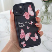 Fibaks Apple iPhone 13 Kılıf Yumuşak Dokulu Kelebek Desenli Yumuşak Kamera Korumalı Silikon Kapak