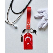 Türk Bayrağı Kalp Anahtarlık Kartlık