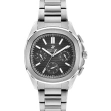 Beverly Hills Polo Club Erkek Kol Saati Silver Paslanmaz Çelik Kordon Gümüş Kadran Seramik Safir Kaplamalı Cam Multifonksiyon 42 mm 10 Atm