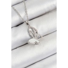 Zemira Home 316L Çelik Zirkon Taşlı Kelebek Model Gümüş Renk Kadın Kolye