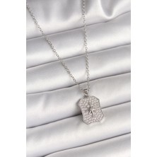 Zemira Home 316L Çelik Gümüş Renk Zincir Zirkon Taşlı Kutup Yıldız Işlemeli Madalyon Model Kadın Kolye