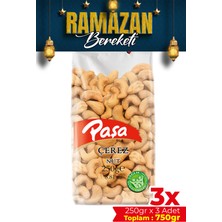 Paşa Kuruyemiş Kavrulmuş Kaju 750 gr (250 gr x 3 Adet) – (Tuzlu Kaju Fıstığı)