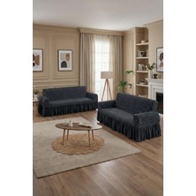 KUTLALE Jakarlı Osmanlı Desen 3+3 Koltuk, Kanepe, Çekyat Örtüsü, Etekli, Streç, Esnek, Lastikli, Koltuk Kılıfı 33 Takımı