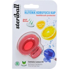 Steriball Manuel Yetişkin Diş Fırçası Koruyucu Hijyenik Kap Limon Kokulu Kırmızı