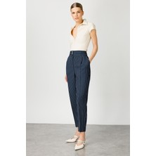 Modailgi  Pileli Havuç Paça Çizgili Pantolon .4586