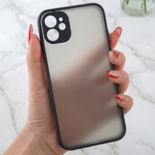 Fibaks Apple iPhone 11 Kılıf Kamera Korumalı Mat Renkli Buzlu Hux Silikon Siyah