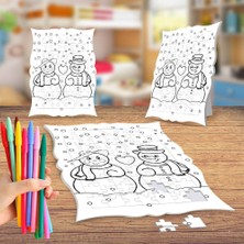 Asilmeydan Kardan Adam ve Kadın Boyama Puzzle Tablo Çocuk Eğitici Yapboz