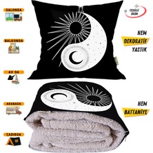 Caisya Home Ying Yang Zodyak Desenli Opsiyonel Yastık Içinde Tv Battaniyesi 110 x 170 cm