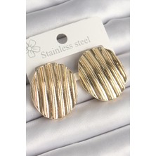 Zemira Home Pirinç Gold Renk Işlemeli Daire Plaka Model Kadın Küpe