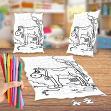 Asilmeydan Mutlu İnek Boyama Puzzle Tablo Çocuk Eğitici Yapboz