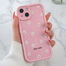 Fibaks Apple iPhone 13 Kılıf Yumuşak Dokulu Papatya Desenli Yumuşak Kamera Korumalı Silikon Kapak