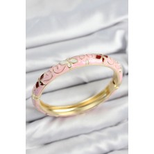 Zemira Home Mineli Pirinç Pembe Çiçek Motifli Gold Kadın Kelepçe