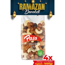 Paşa Kuruyemiş Çiğ Karışık Kuruyemiş 1kg (250 gr x 4 Ad.), Naturel Tuzsuz Karışık Kuruyemiş
