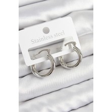 Clariss Pirinç Halka Model Gümüş Renk Kadın Küpe