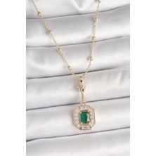 Zemira Home Pirinç Gold Renk Zirkon Taşlı Topçuk Zincir Serenay Model Kadın Kolye