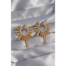 Clariss 316L Çelik Gold Renk Zirkon Taşlı Güneş Figürlü Küpe
