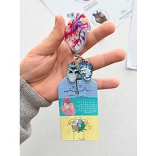 Kardiyoloji-Kvc-Ekg Ritim Kalp Desenli Dik Kartlık ve Yoyo ve Yoyo Süsü Set