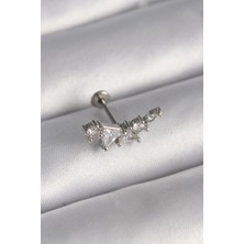 Clariss 316L Çelik Gümüş Renk Zirkon Taşlı Tragus Piercing