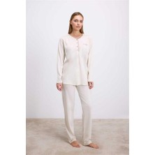 Red Womans Uzun Kollu T-Shirt ve Pantolon Pijama Takım