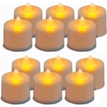 Pandoli 12 Adet Gün Işığı Renkli LED Pilli Mum Plastik 4,5 cm Ramazan