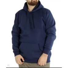 ModaSize Erkek Uzun Kol Kapşonlu Basic Sweatshirt Hoodie - Lacivert