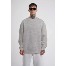 ModaSize Unisex Biskilet Yaka Üç Iplik Sweatshirt - Gri