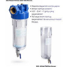 Sufil 305 1/2" Mazot Filtresi | 100 Micron Yıkanabilir Kartuş | Alttan Tahliye Sistemi | Anahtar Hediyeli