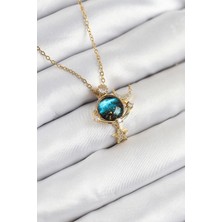 Clariss 316L Çelik Zirkon Taşlı Gezegen Model Gold Renk Kadın Kolye