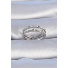 Clariss Pirinç Gümüş Renk Zirkon Taşlı Inci Detay Kadın Yüzük