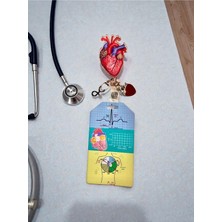 Kardiyoloji-Kvc-Ekg Ritim Kalp Desenli Dik Kartlık ve Yoyo ve Yoyo Süsü Set
