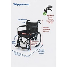 Wipperman Hafif Yapılı Manuel Tekerlekli Sandalye – Siyah Kumaşlı