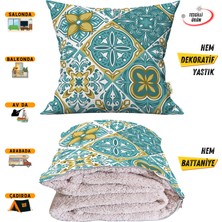 Caisya Home Modern Desenli Opsiyonel Battaniyeli Yastık Dekoratif Kırlent 38 x 38 cm