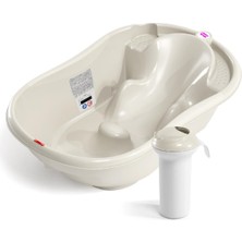 Okbaby Bebek Banyo Seti Onda Dijital Termometreli Çift Yönlü Bebek Küveti & Splash Bebek Duşu K. Beyaz