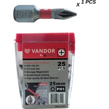 Vosco Vandor Anti Slip Bit Kaydırmaz Bits S2 Yüksek Kalite Çelik Ph1 25 - 729927867441