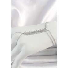 Zemira Home Pirinç Gümüş Renk Zirkon Taşlı V Model Kadın Şahmeran