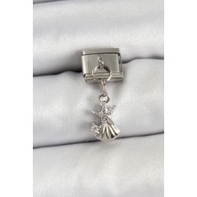 Zemira Home 316L Çelik Sallantılı Zirkon Taşlı Deniz Yıldızı ve Istiridye Model Gümüş Renk Nomination Charm