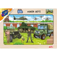 Playwood  Ahşap Eğitici Puzzle 2 Adet 24X34 cm 20 Parça- Asker Seti