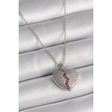 Zemira Home 316L Çelik Gümüş Renk Zincir Zirkon Taşlı Kalp Model Kadın Kolye