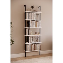 Solto Home OB7-13 Duvara Monte  6 Raflı Siyah Metal Kitaplık | Modern Dekoratif Beyaz Duvar Rafı | Reyon Rafı | Ofis – Salon - Mağaza Raf Sitemi