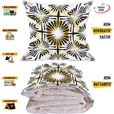 Caisya Home Modern Desenli Opsiyonel Yastık Içinde Tv Battaniyesi 110 x 170 cm
