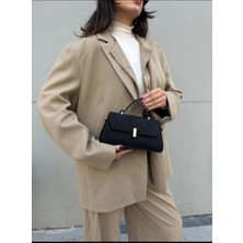 Özüm Takı Çanta Kadın Süet El ve Omuz Çantası Siyah