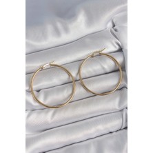 Zemira Home 316 Çelik Gold Renk 43 mm Halka Model Kadın Küpe