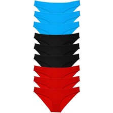 Çamaşır Kenti 9 Adet Süper Eko Set Likralı Kadın Slip Külot Siyah Kırmızı Mavi