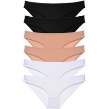 Çamaşır Kenti 6 Adet Süper Eko Set Likralı Kadın Slip Külot Siyah Ten Beyaz