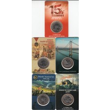 3Alp Koleksiyon 5 'li Hatıra 1 Lira Para Kiti Seti, Ayasofya, Antep, Çanakkale, 15 Temmuz, Büyük Taaruz "çil"