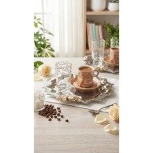 Fabriona 2’li Köşeleri Dalgalı Mini Papatyalı Paslanmaz Çelik Çay Kahve Nişan Sunum Tepsi Gold Gümüş 24X24CM